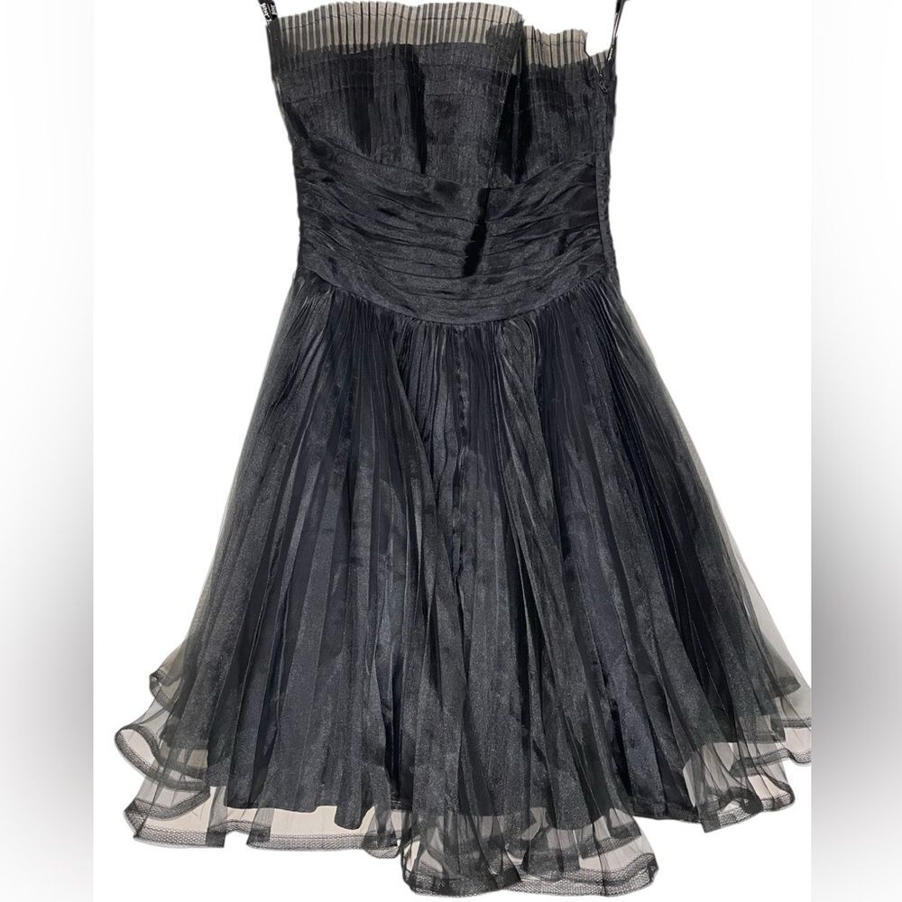 Betsey Johnson Dress Special Occasion New Year Mini Strapless Y2K Black Size 4
